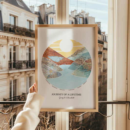 Personalised Watercolour Travel Map Mountain Print - Magic Posters