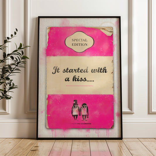 Personalised It Started With A Kiss Book Cover Art Print - Magic Posters