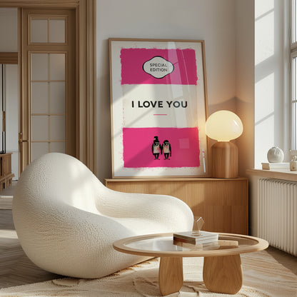 Personalised Watercolour I Love You Book Cover Art Print - Magic Posters