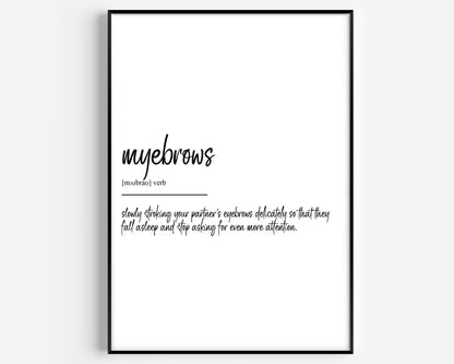 Myebrows Definition Print - Magic Posters