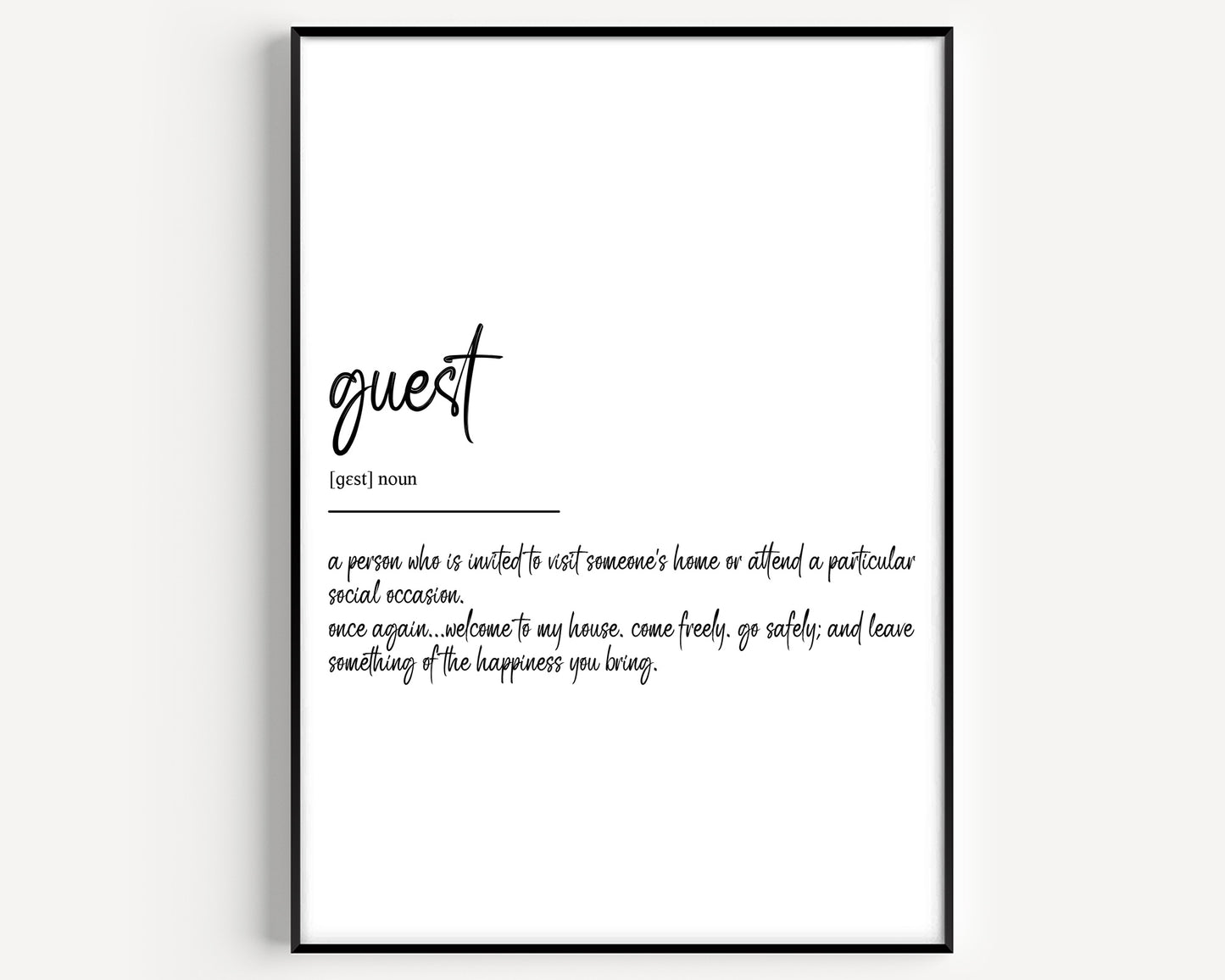 Guest Definition Print - Magic Posters