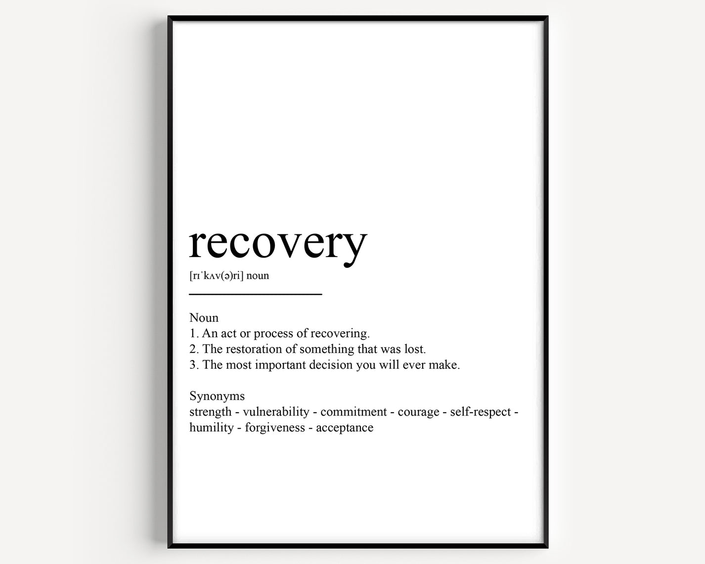 Recovery Definition Print - Magic Posters