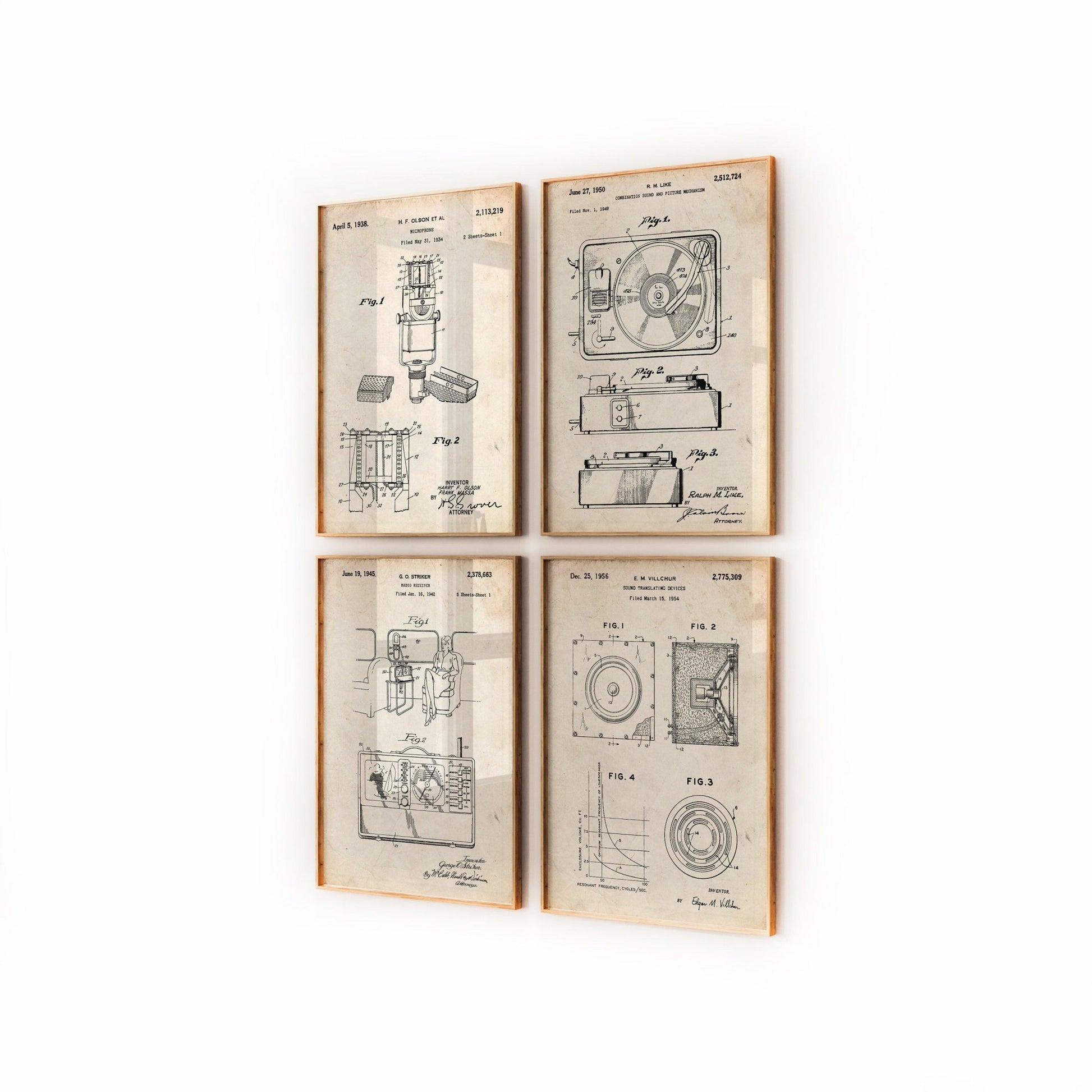 Audio Set Of 4 Patent Prints - Magic Posters