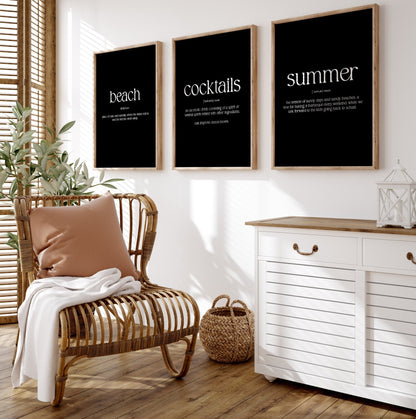 Beach House Decor Set Of 3 Definition Prints - Magic Posters