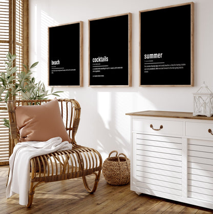 Beach House Decor Set Of 3 Definition Prints - Magic Posters