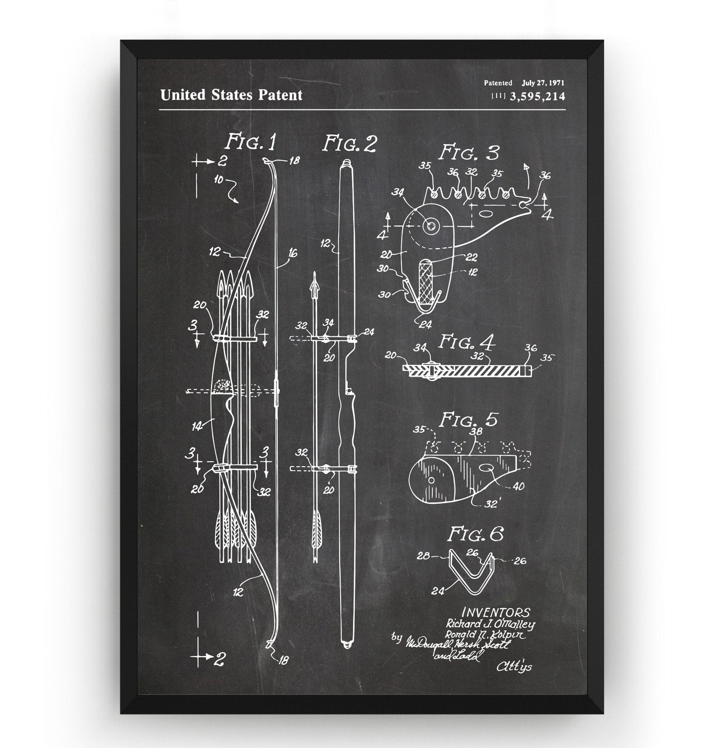 Bow and Arrow Magazine Quiver 1971 Patent Print - Magic Posters