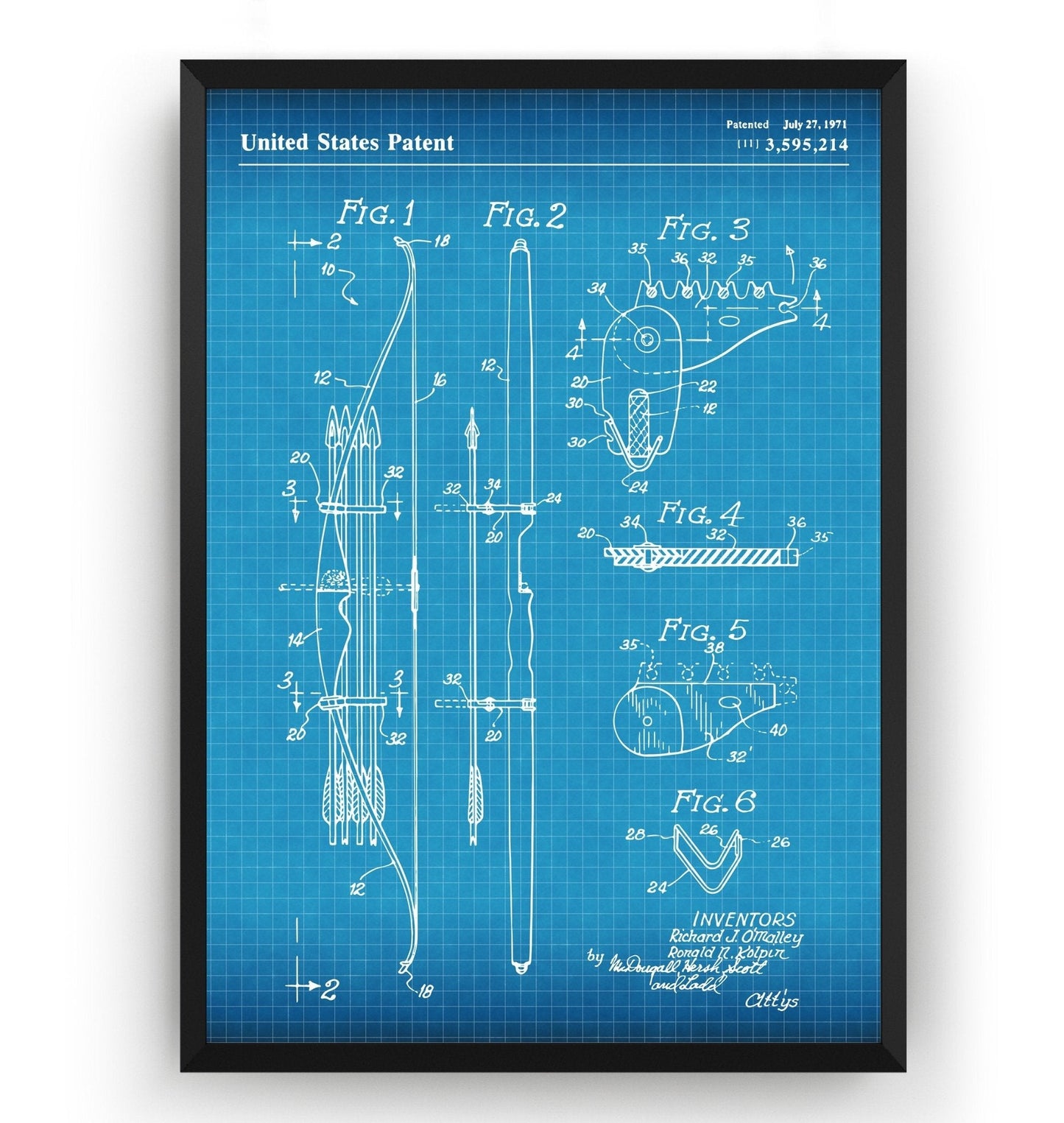 Bow and Arrow Magazine Quiver 1971 Patent Print - Magic Posters