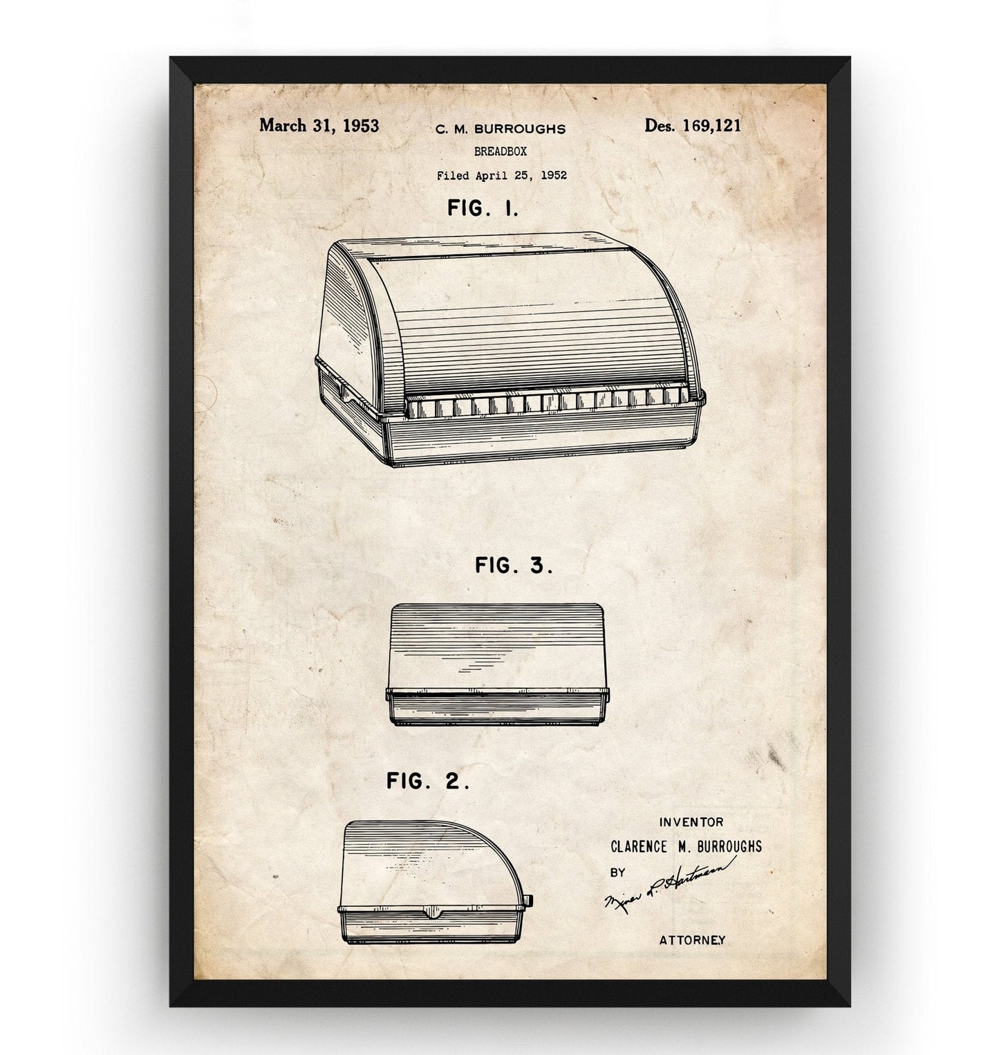 Bread Bin 1953 Patent Print - Magic Posters