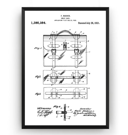 Briefcase 1921 Patent Print - Magic Posters