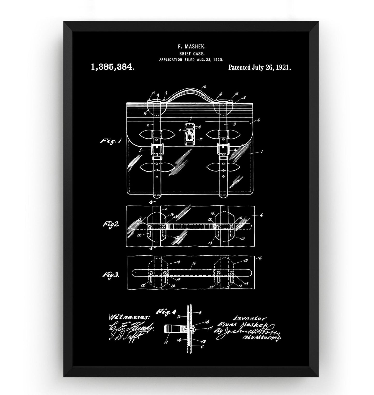 Briefcase 1921 Patent Print - Magic Posters