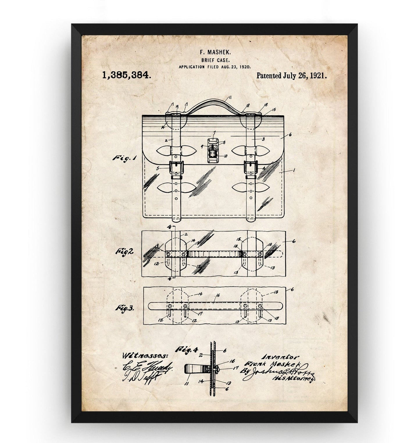 Briefcase 1921 Patent Print - Magic Posters