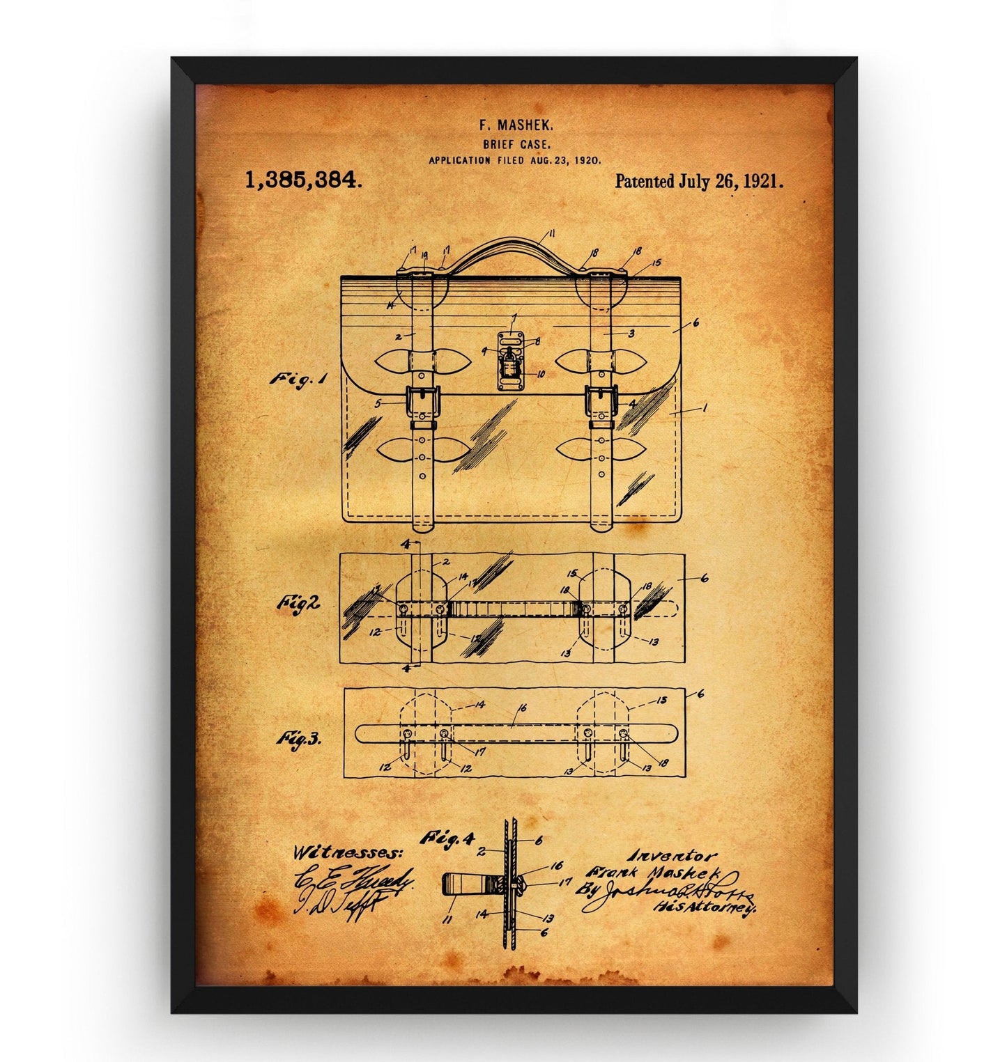 Briefcase 1921 Patent Print - Magic Posters