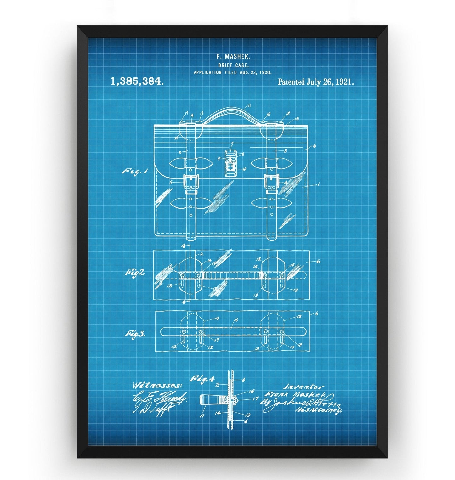 Briefcase 1921 Patent Print - Magic Posters