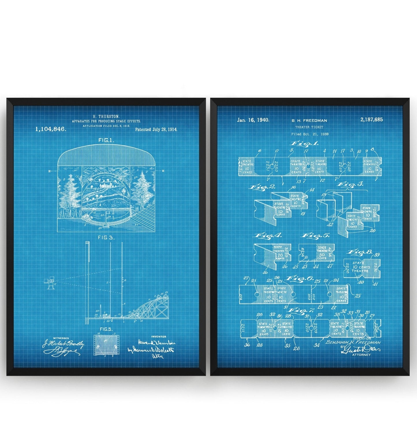 Broadway Musical Theatre Set Of 2 Patent Prints - Magic Posters