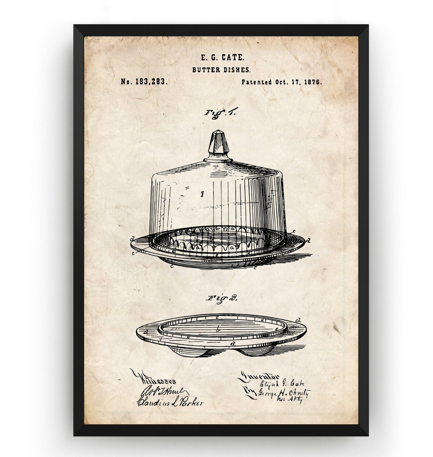 Butter Dish 1876 Patent Print - Magic Posters