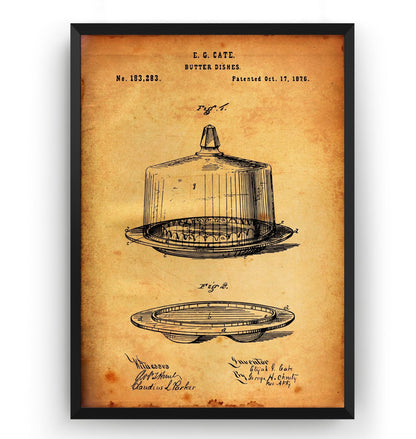 Butter Dish 1876 Patent Print - Magic Posters