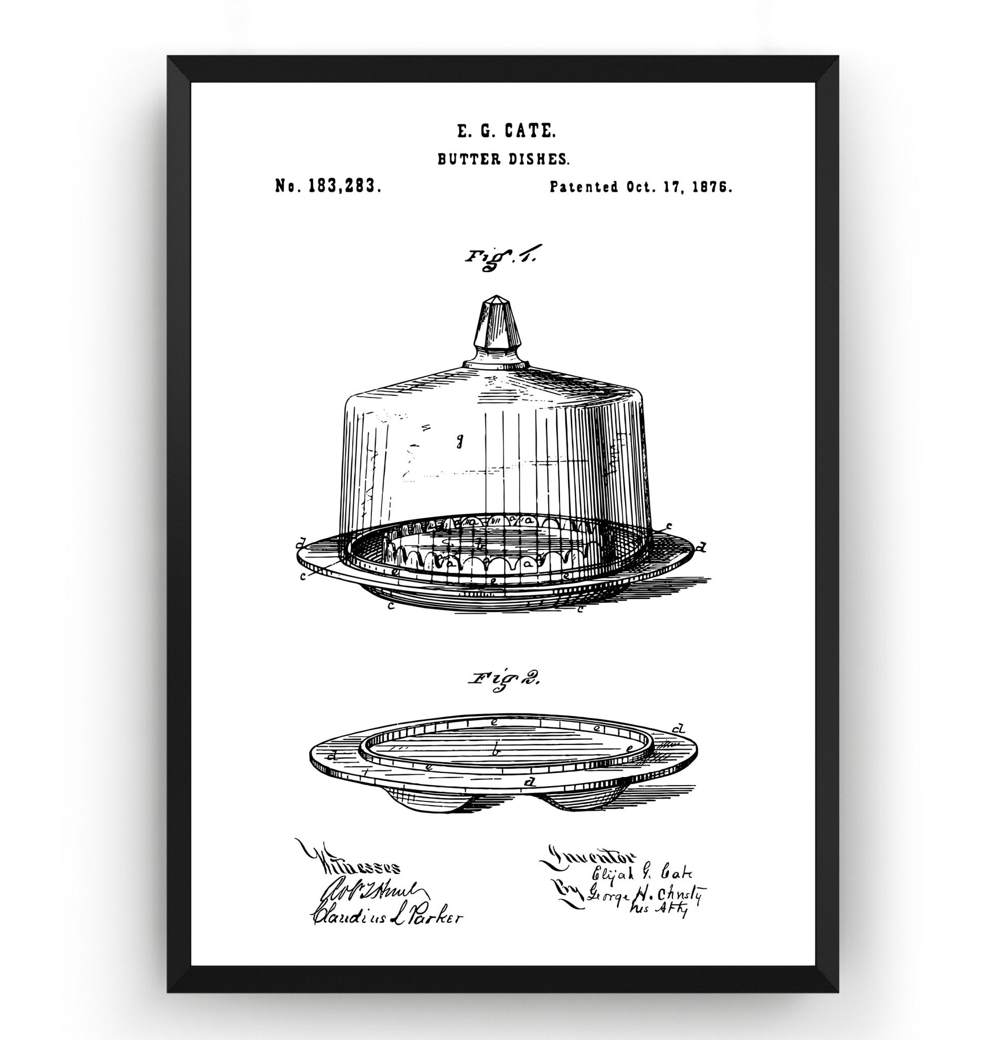 Butter Dish 1876 Patent Print - Magic Posters