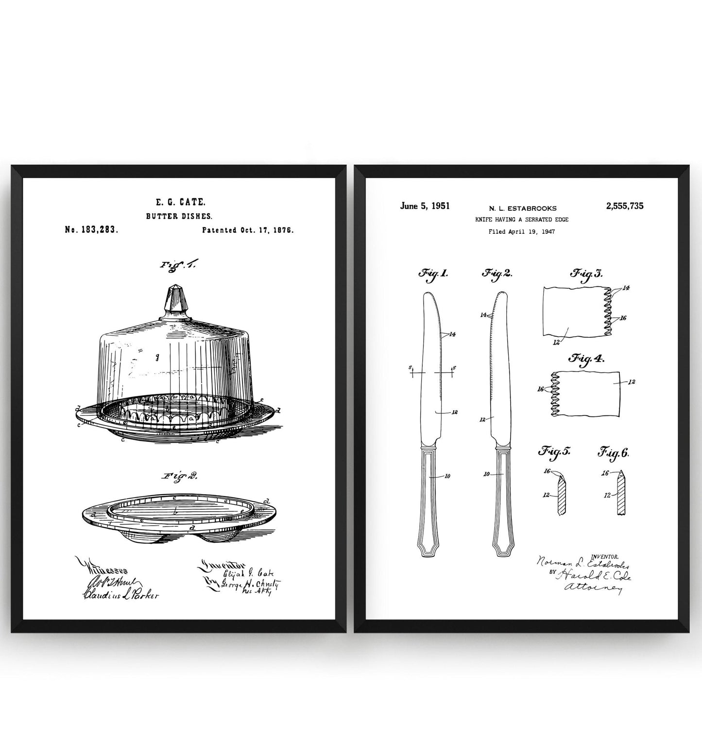 Butter Dish & Knife Set Of 2 Patent Prints - Magic Posters