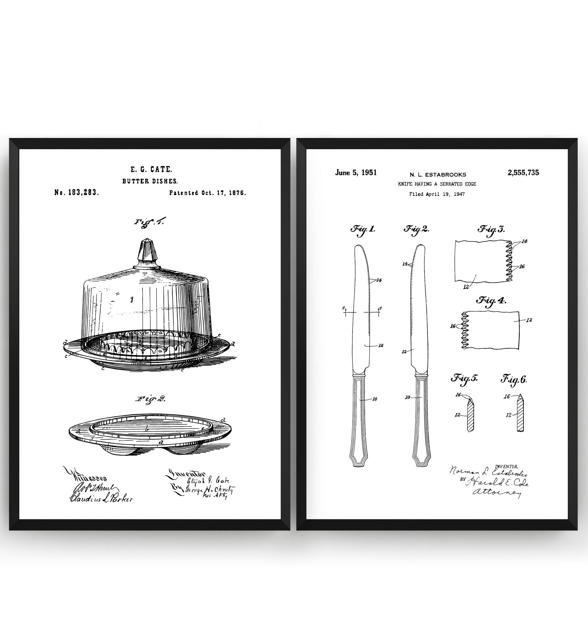 Butter Dish & Knife Set Of 2 Patent Prints - Magic Posters