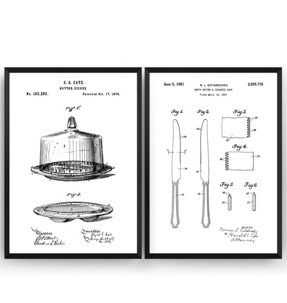 Butter Dish & Knife Set Of 2 Patent Prints - Magic Posters