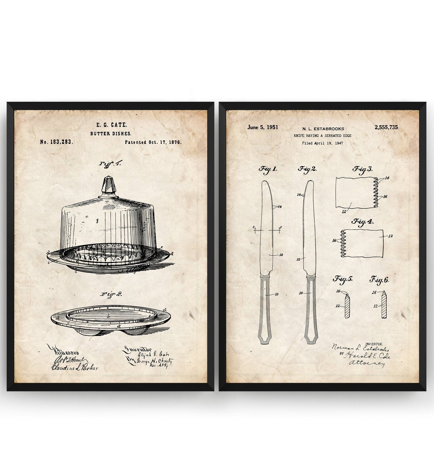 Butter Dish & Knife Set Of 2 Patent Prints - Magic Posters