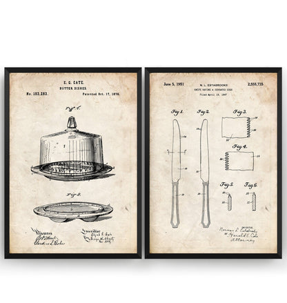 Butter Dish & Knife Set Of 2 Patent Prints - Magic Posters