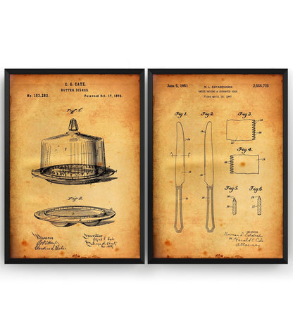 Butter Dish & Knife Set Of 2 Patent Prints - Magic Posters