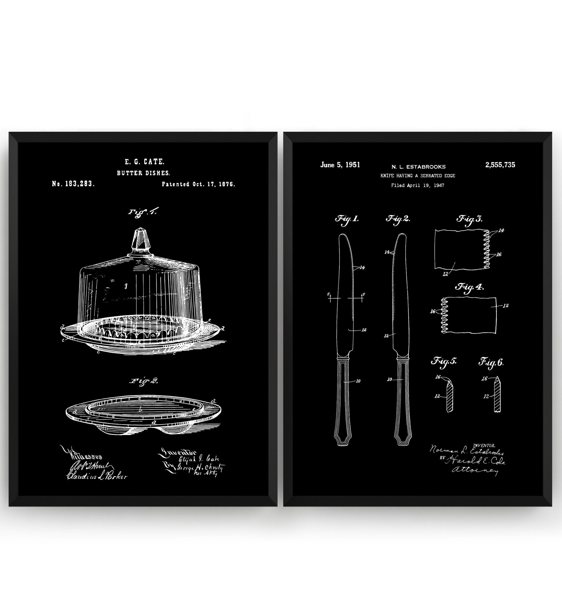 Butter Dish & Knife Set Of 2 Patent Prints - Magic Posters