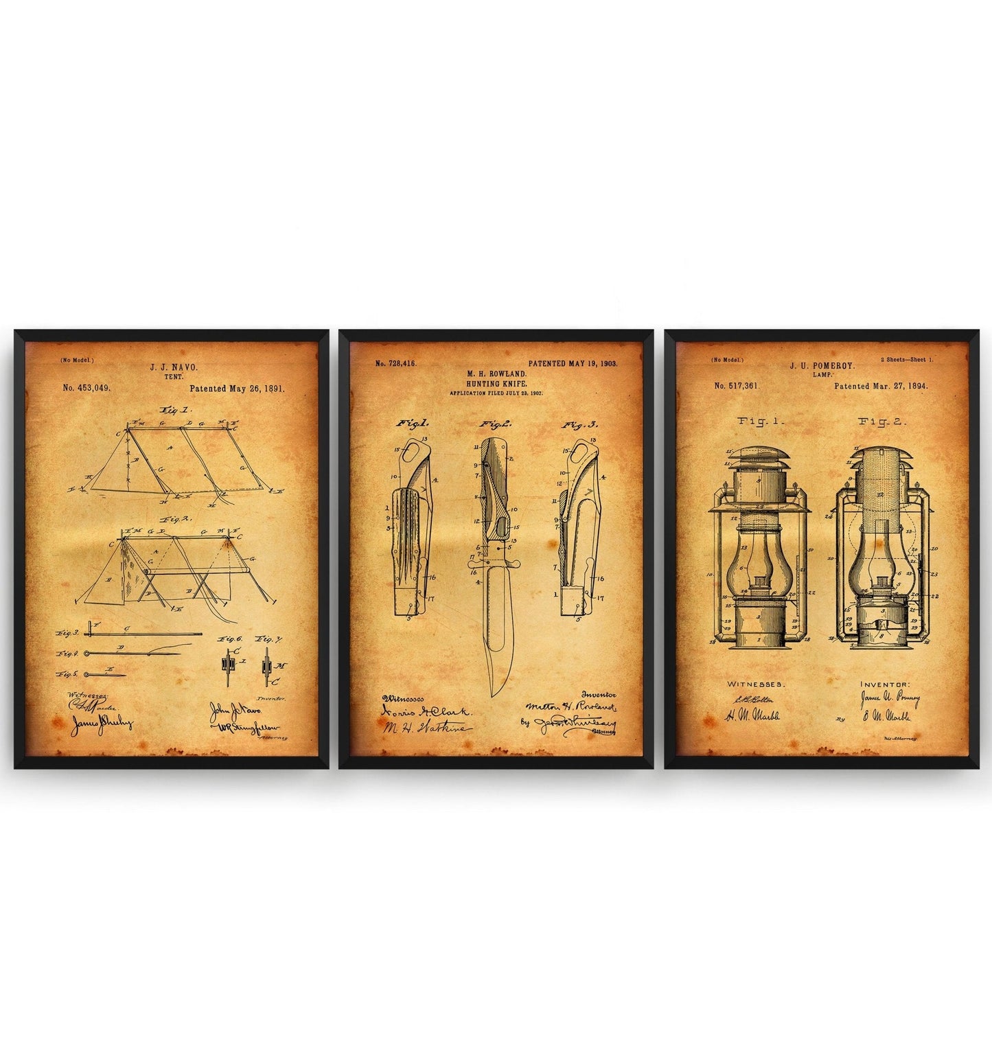 Camping Set Of 3 Patent Prints - Magic Posters