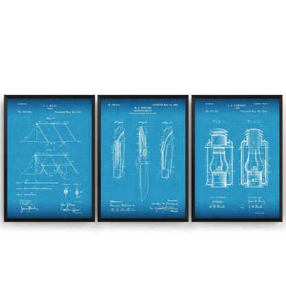 Camping Set Of 3 Patent Prints - Magic Posters