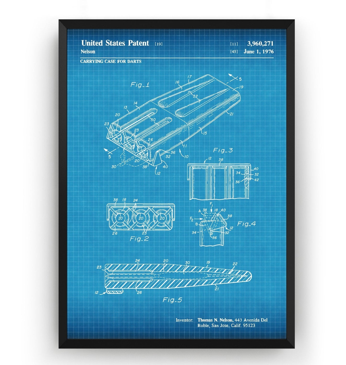 Carrying Case For Darts 1976 Patent Print - Magic Posters