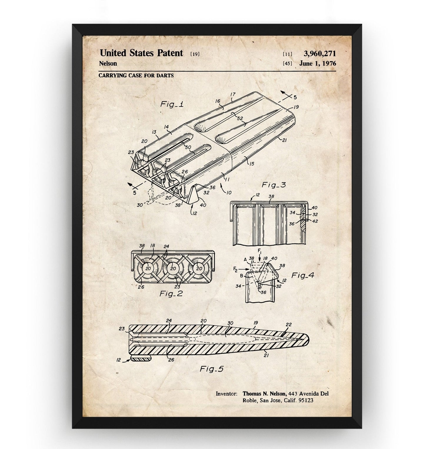 Carrying Case For Darts 1976 Patent Print - Magic Posters