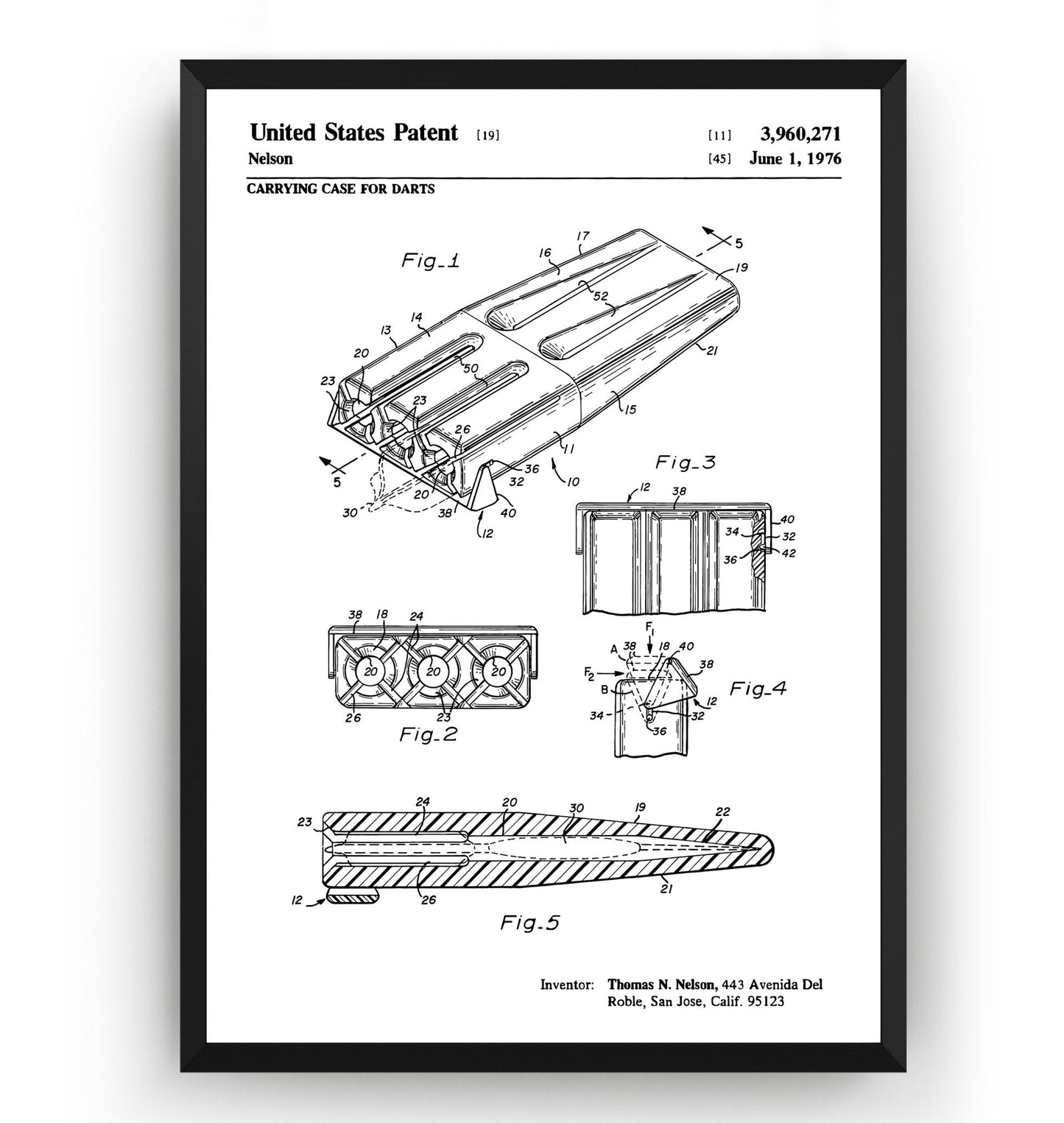 Carrying Case For Darts 1976 Patent Print - Magic Posters