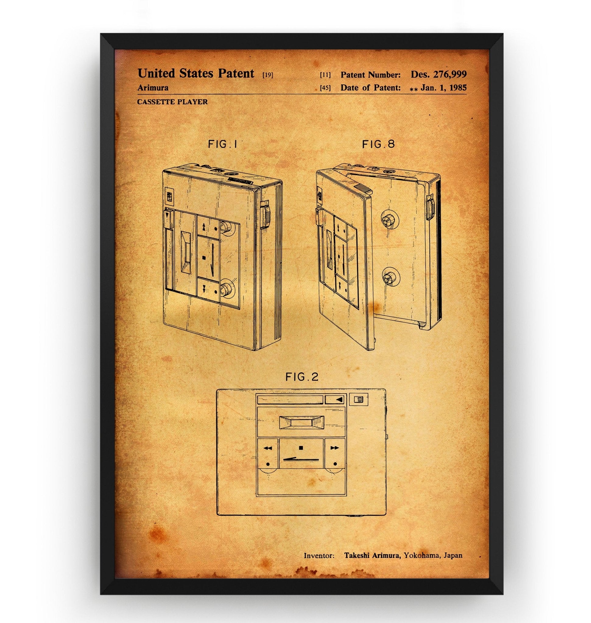 Cassette Player 1985 Patent Print - Magic Posters