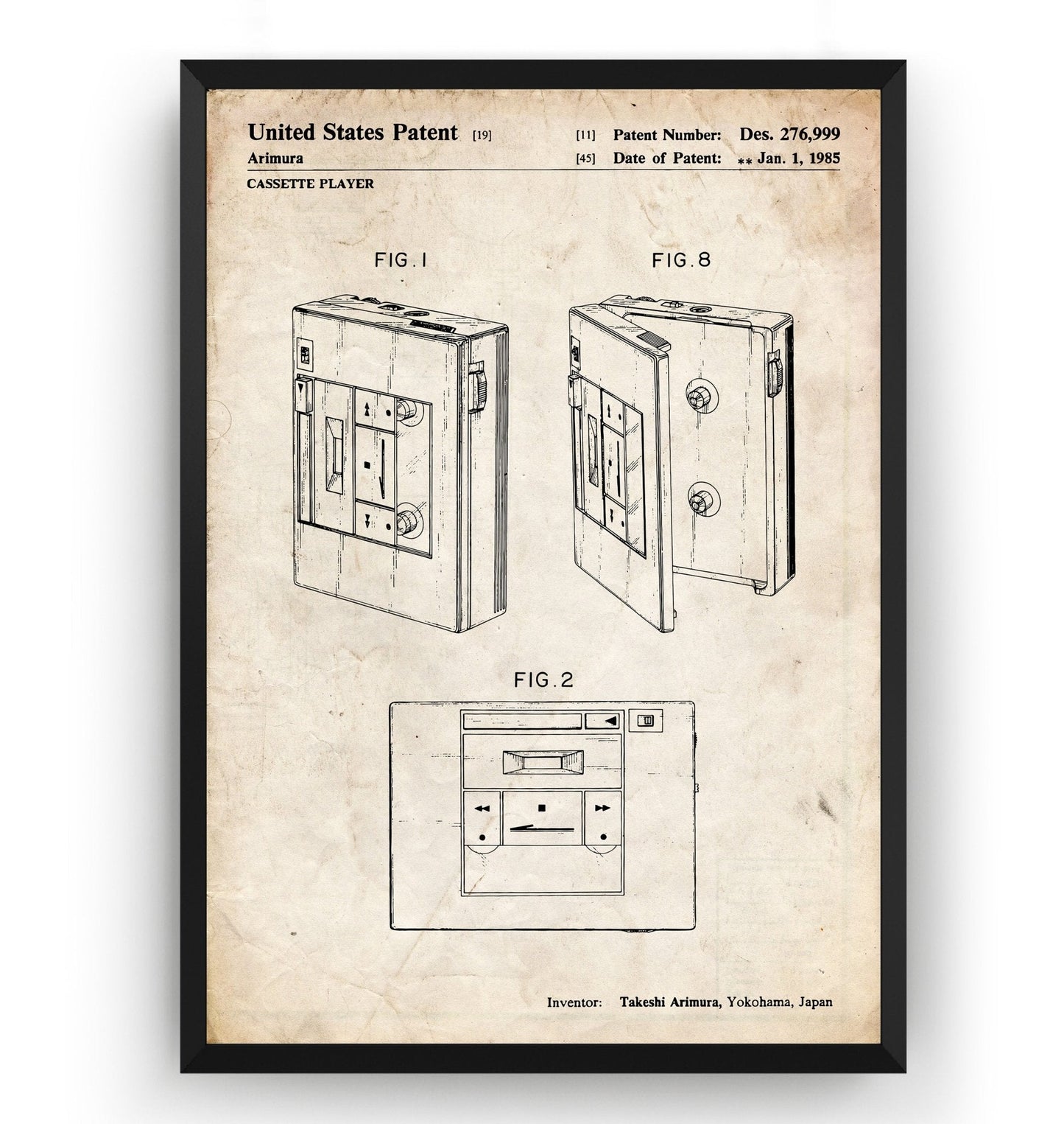 Cassette Player 1985 Patent Print - Magic Posters