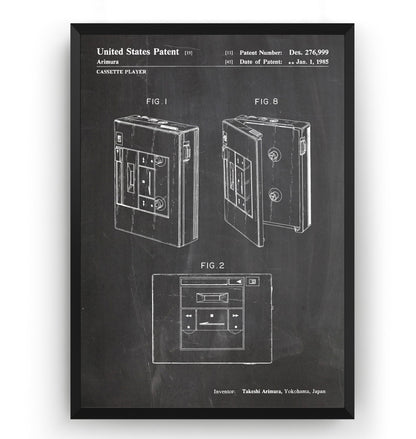 Cassette Player 1985 Patent Print - Magic Posters