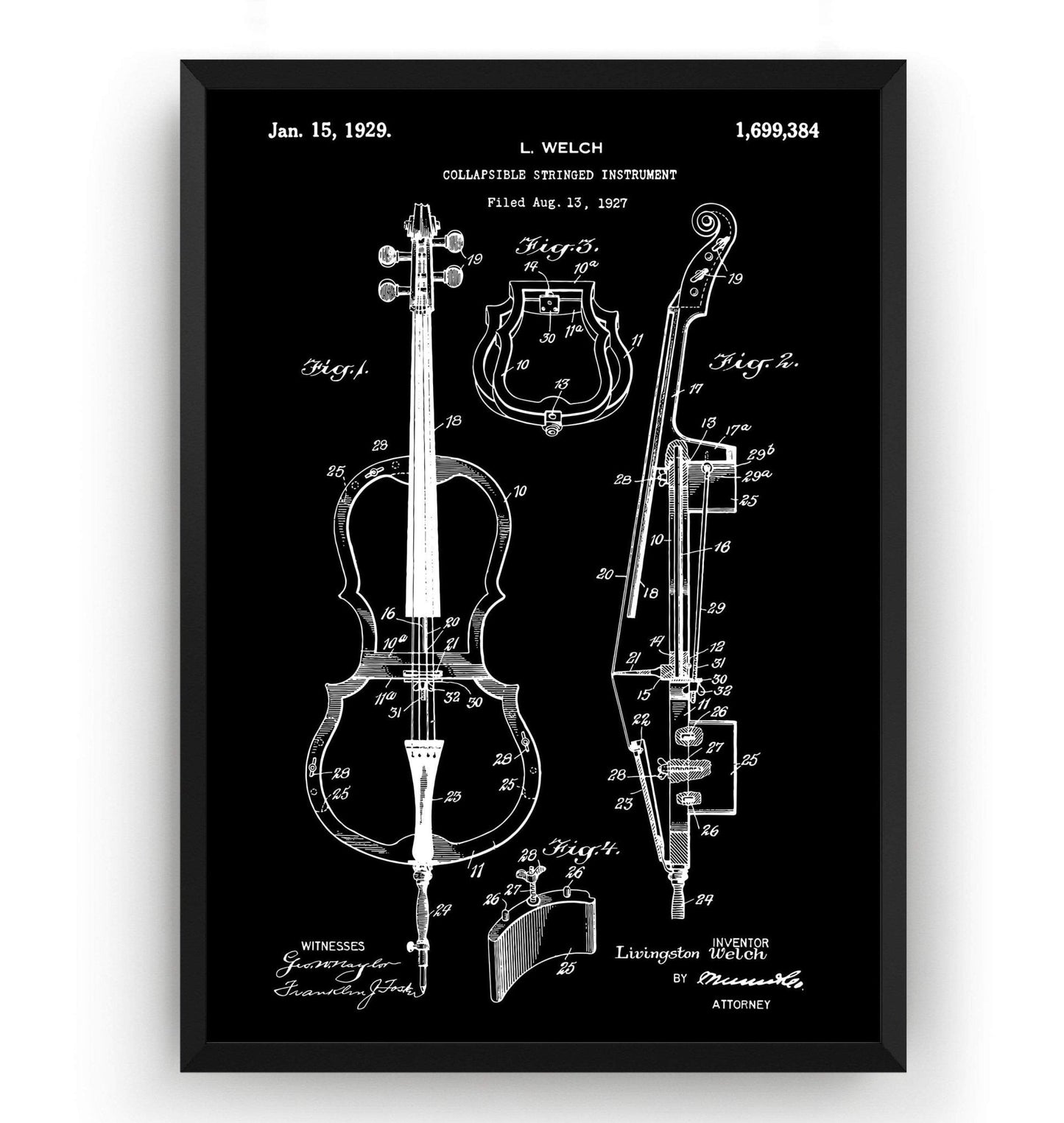 Cello 1929 Patent Print - Magic Posters