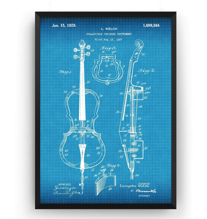 Cello 1929 Patent Print - Magic Posters