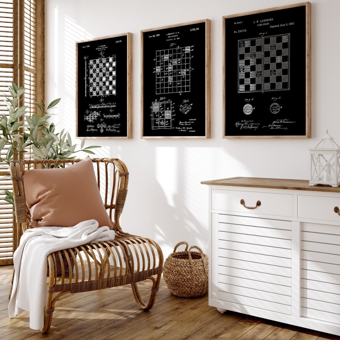 Checkers Draughts And Chess Set Of 3 Patent Prints - Magic Posters