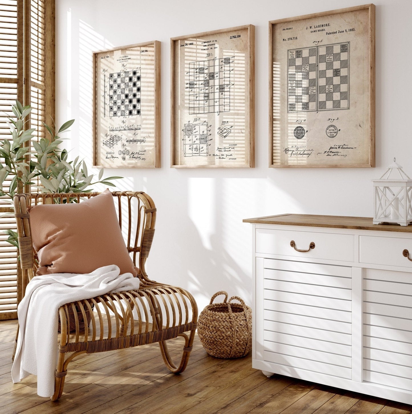 Checkers Draughts And Chess Set Of 3 Patent Prints - Magic Posters