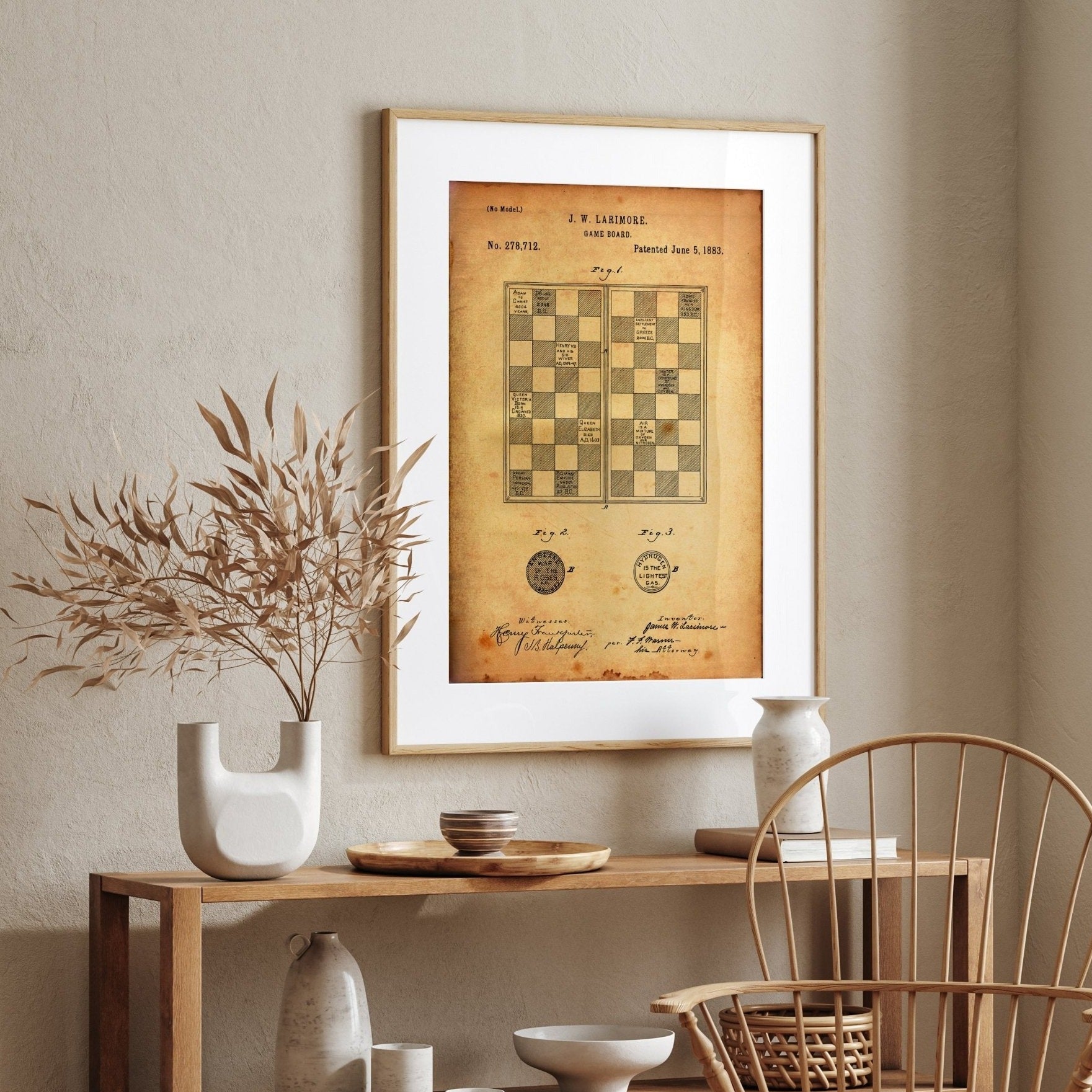 Checkers Draughts Game Board 1883 Patent Print - Magic Posters