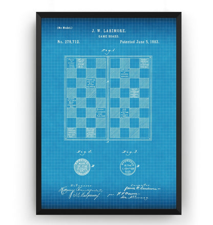 Checkers Draughts Game Board 1883 Patent Print - Magic Posters