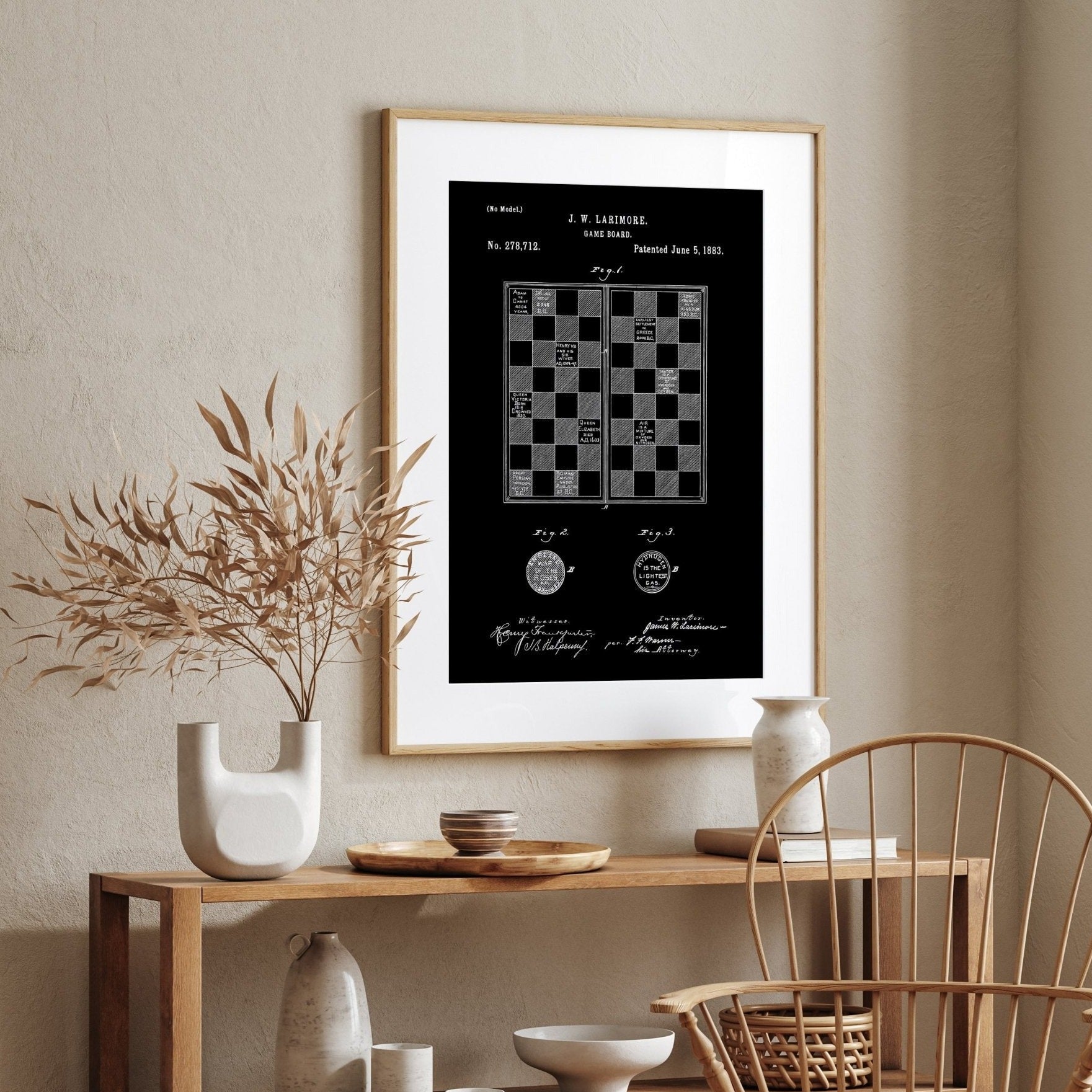 Checkers Draughts Game Board 1883 Patent Print - Magic Posters