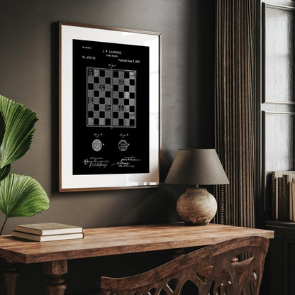 Checkers Draughts Game Board 1883 Patent Print - Magic Posters