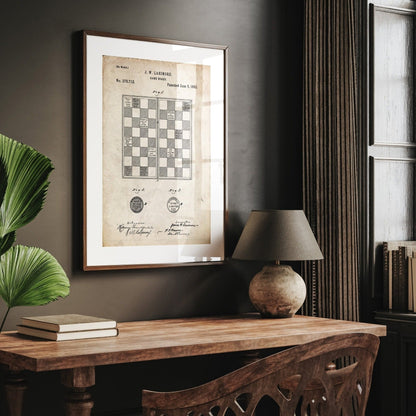 Checkers Draughts Game Board 1883 Patent Print - Magic Posters