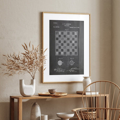 Checkers Draughts Game Board 1883 Patent Print - Magic Posters