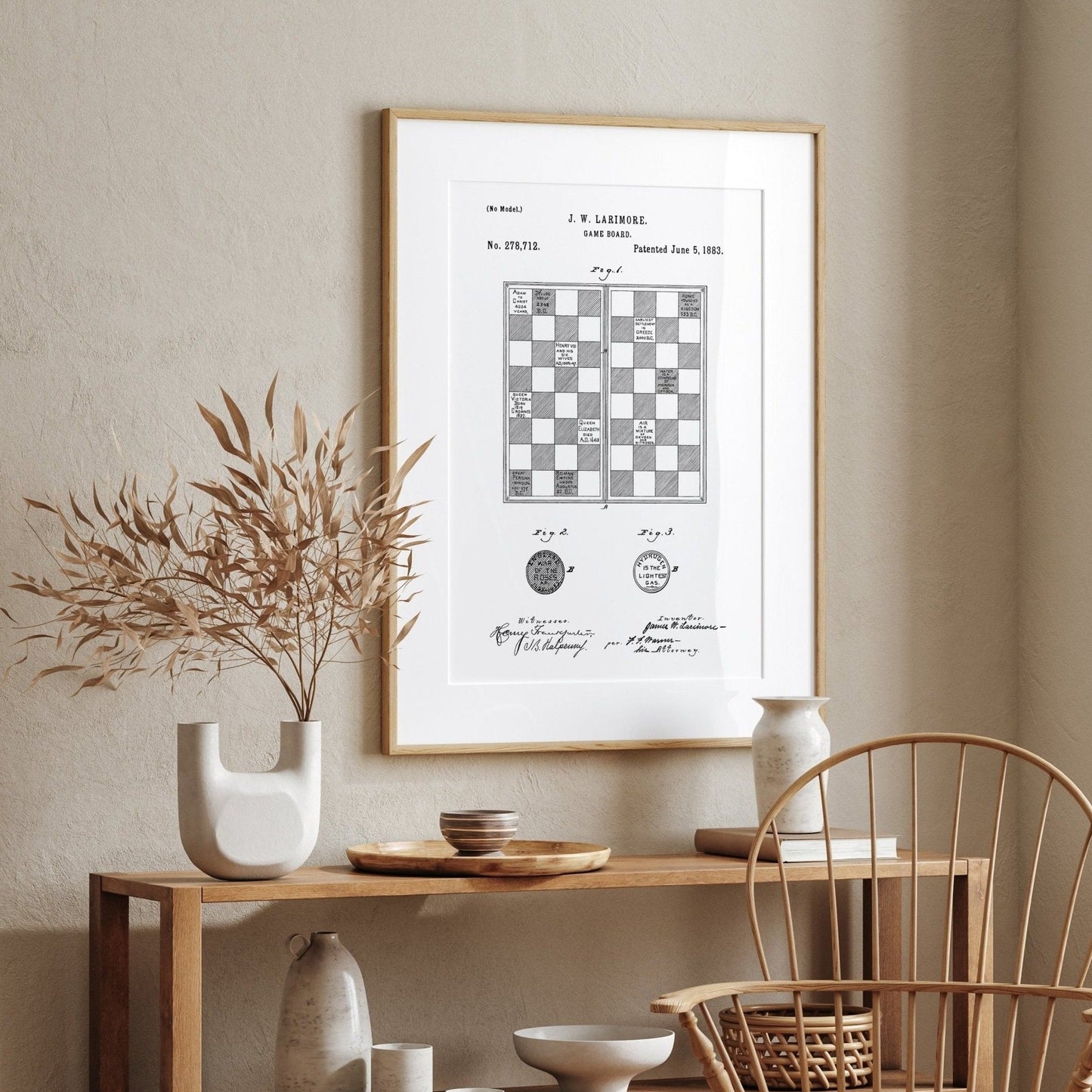 Checkers Draughts Game Board 1883 Patent Print - Magic Posters