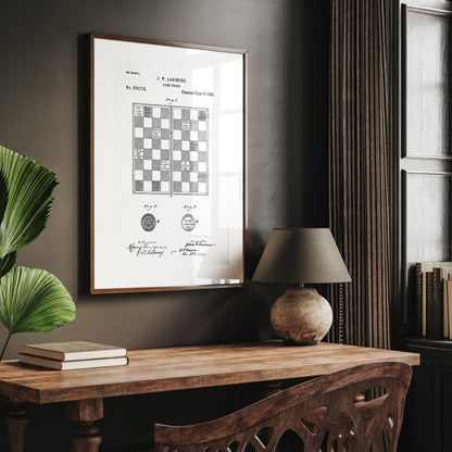 Checkers Draughts Game Board 1883 Patent Print - Magic Posters