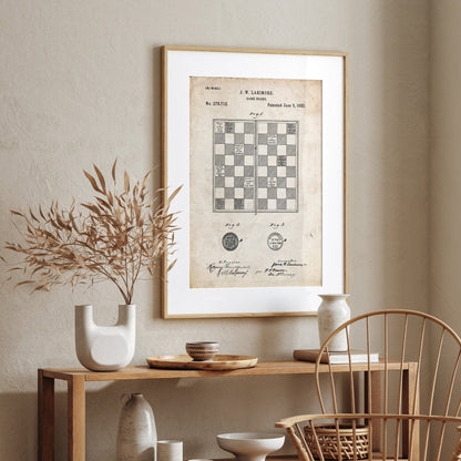 Checkers Draughts Game Board 1883 Patent Print - Magic Posters