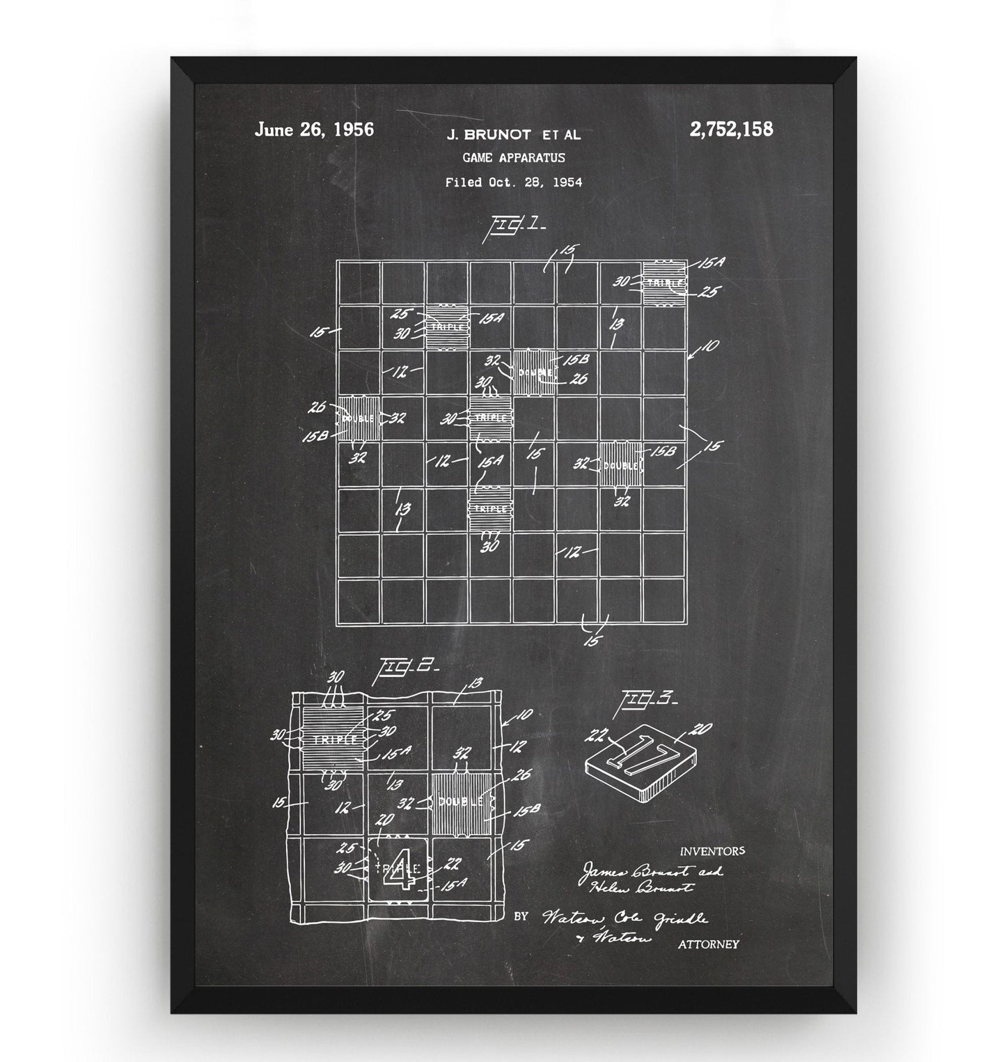 Checkers Draughts Or Chessboard 1956 Patent Print - Magic Posters